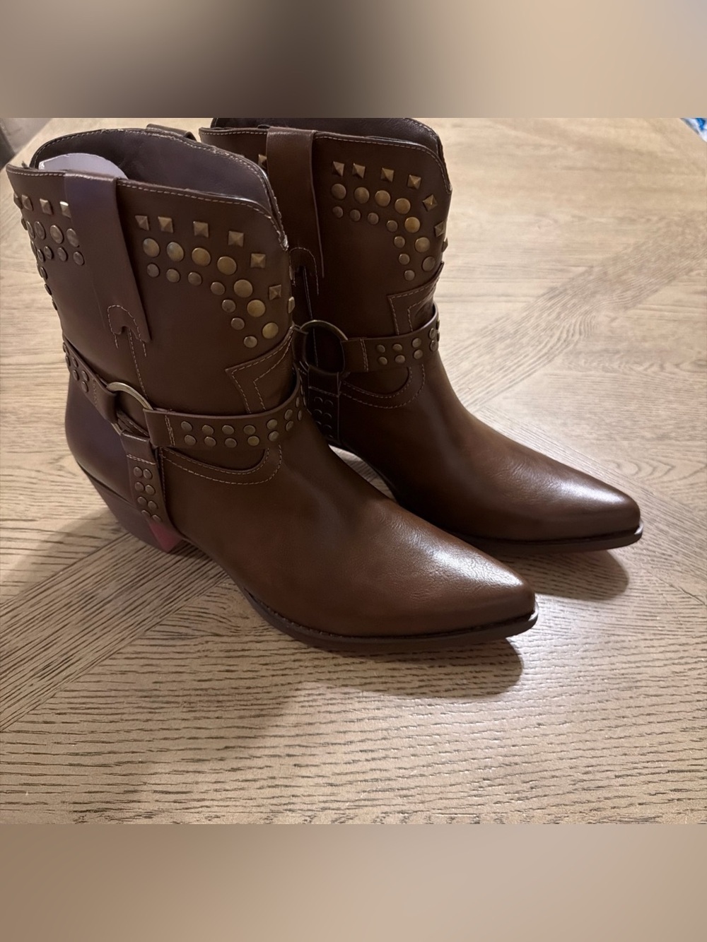 Womens Rock Cowboy Leather Chunky Heel Casual Pointy Toe Shoes Prom Ankle Boots9